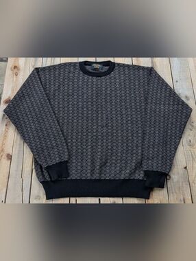 Brooks Brothers Black & Gray Geometric Crewneck Sweater